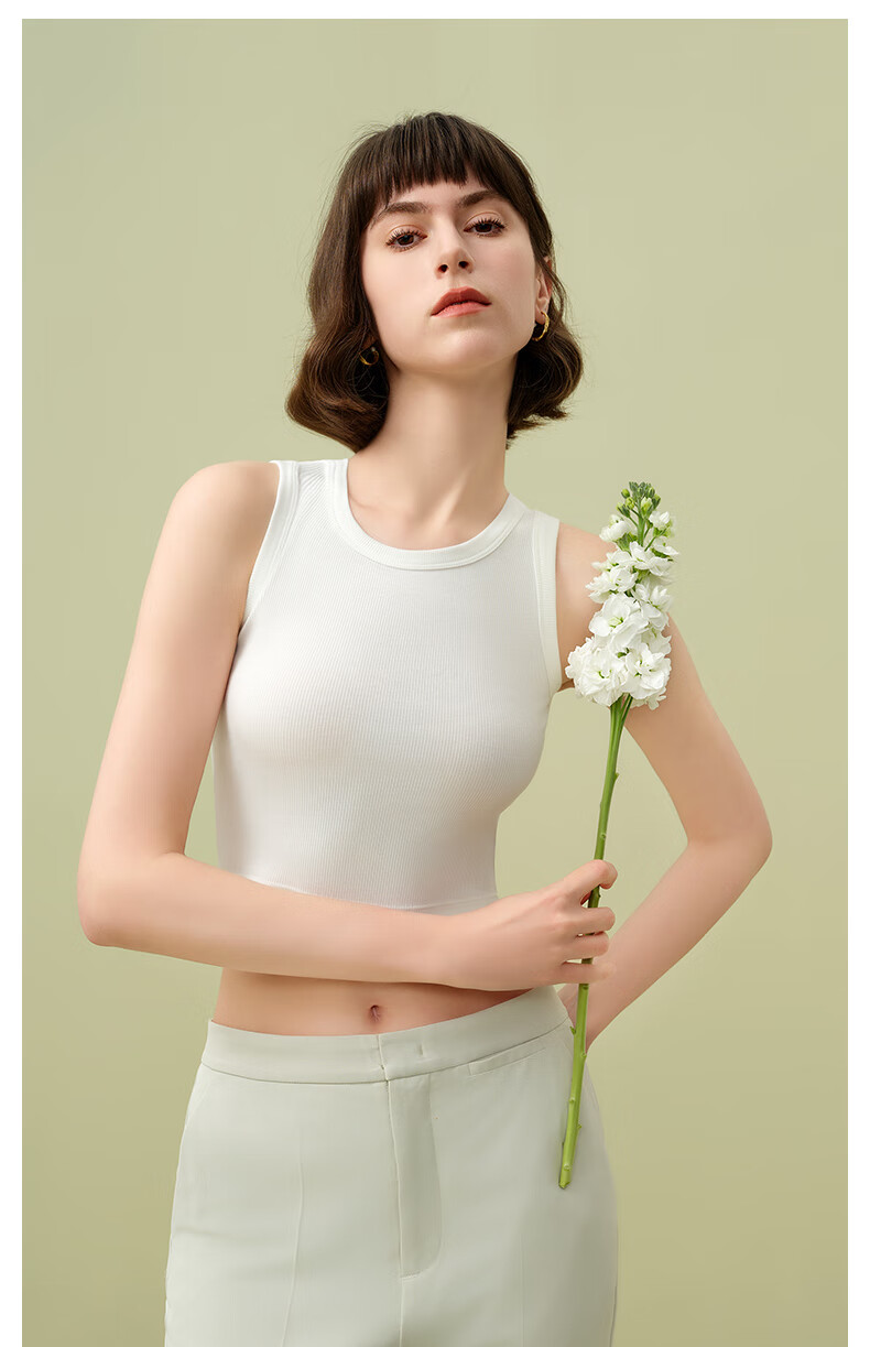 MONTAGUT Modal Cotton Tank Top for Women, White Inner Wear Sleeveless Vest, Sports Slim Fit Thin Camisole Wide Shoulder Undershirt Autumn Seaso 24