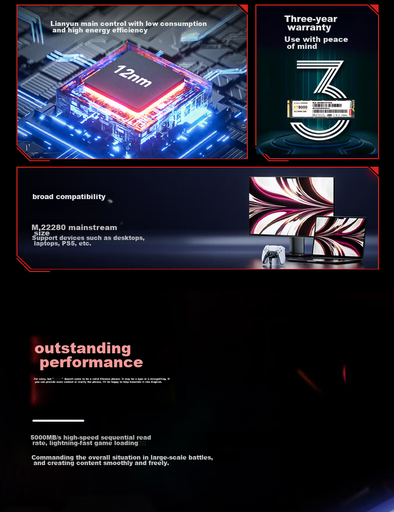 ThinkPlus Lenovo 1TB SSD Solid State Drive M.2 Interface (NVMe Protocol) PCIe 4.0 ST9000 40E Read Speed up to 5000MB/s 4