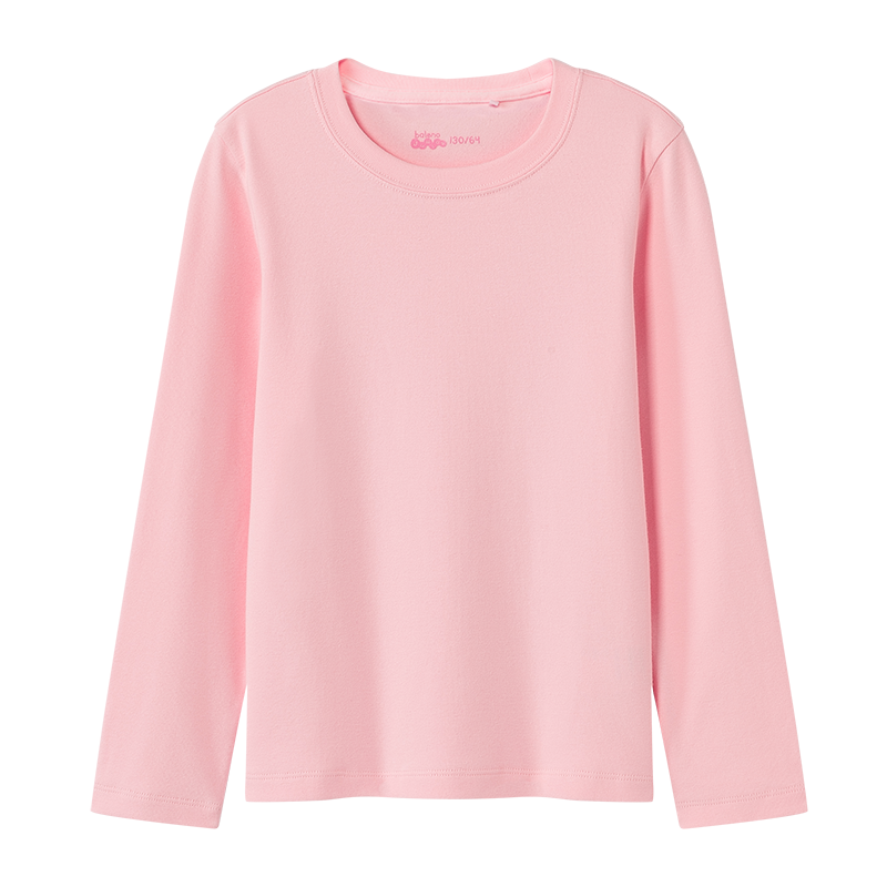 Baleno Children's Spring Solid Color Crew Neck Base Layer Long Sleeve Top for Boys And Older Children 82031811 29R Pink 120cm