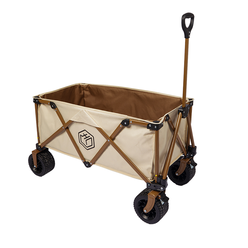 JD Original Compact Tank Wheel Outdoor Camping Cart, Folding Trolley, Campsite Vehicle, Picnic And Market Stalling Cart, Dual Brakes, Detachable Wheels, Off-White Color