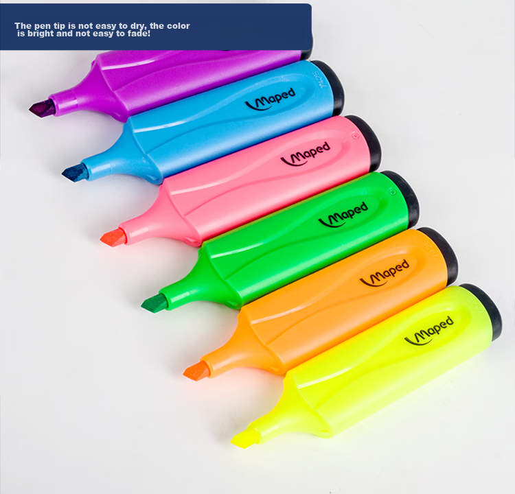 Maped Fluorescent Pen Set of 4 Colors, Highlighter Markers for Emphasis And Note-Taking, Thick-Tip Pens for Children, Students, Journaling, Drawing, Office Use, Study Stationery 740916CH 3