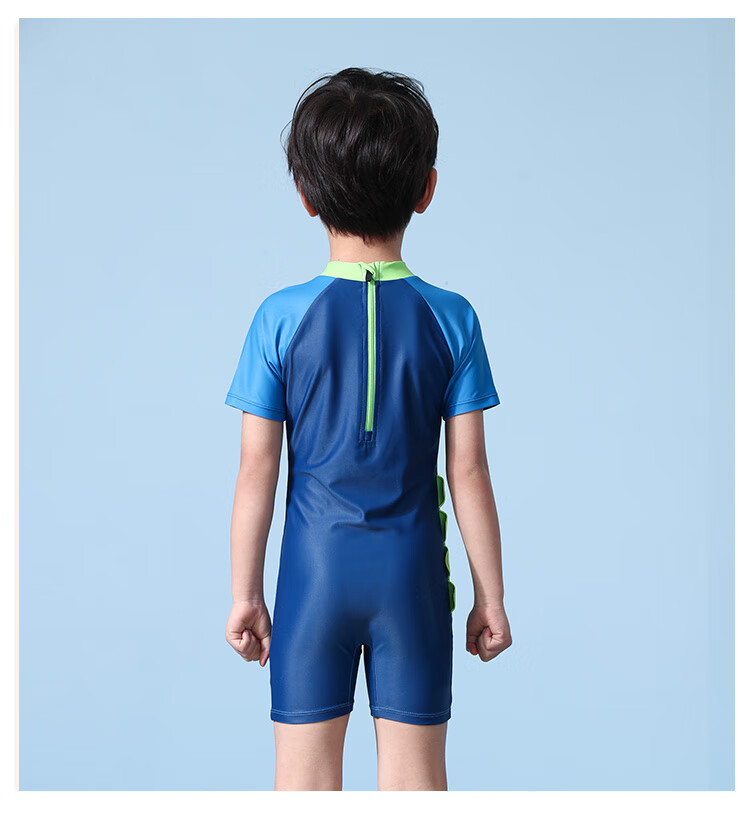 Li-Ning Children's Swimsuit, Boys' One-Piece Surfing Suit, Professional Sun Protection, Comfortable, Quick-Drying, Hot Spring Swimwear 902, Blue, Size 150 6