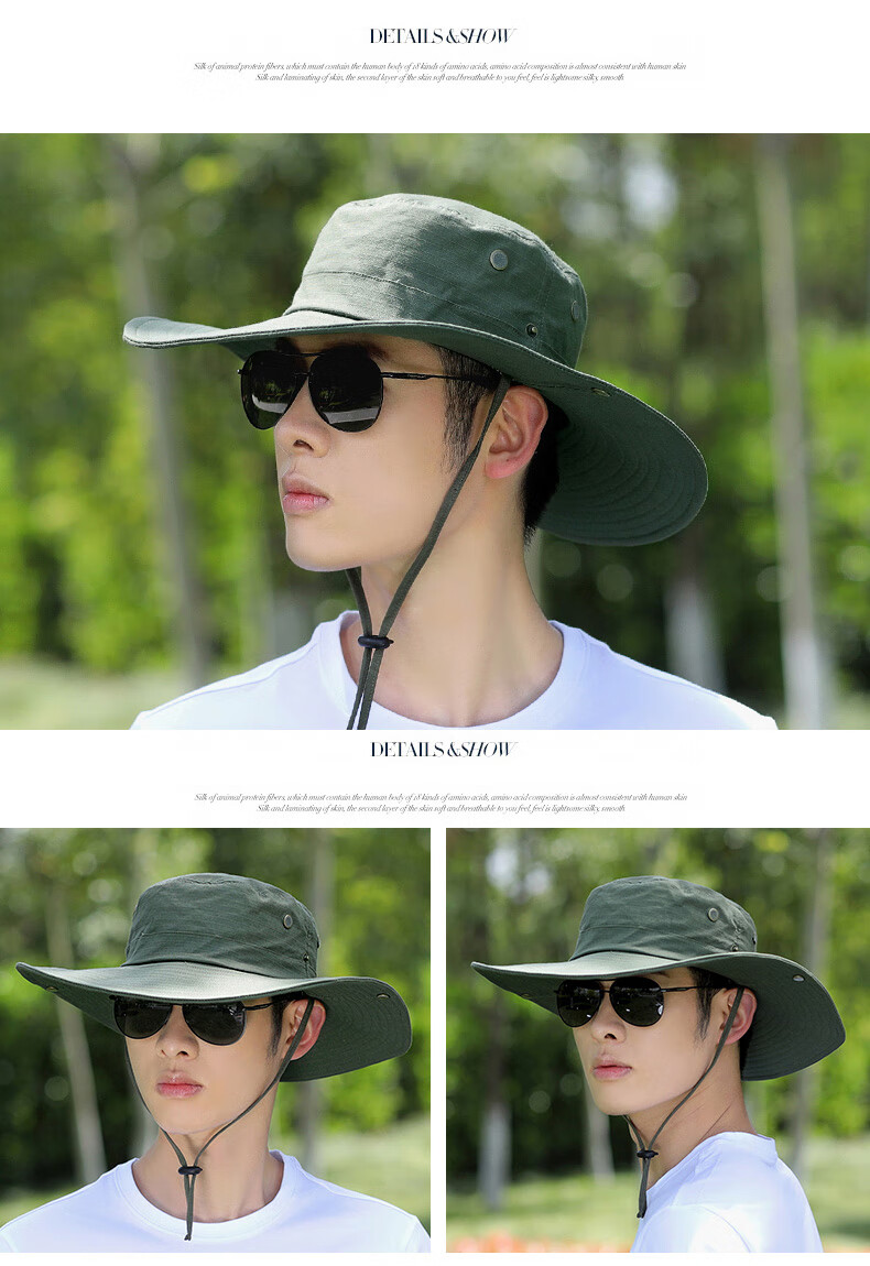XUEXIMAN Men's Summer Fisherman Hat Fishing Sunshade Wide Brim Outdoor Mountaineering Sun Protection Cap for Men Cycling Travel 8