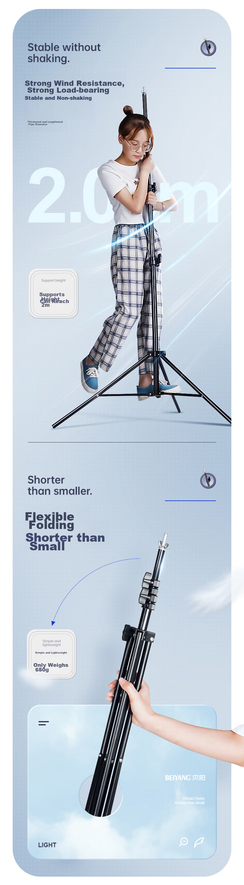 Beiyang Photography Background Stand, 80*200 Medium T-Shaped Frame, Softbox Paper Backdrop Stand, Photography Equipment Studio Accessory, Portable Metal Background Stand (With 2 Large Clips Included) 4