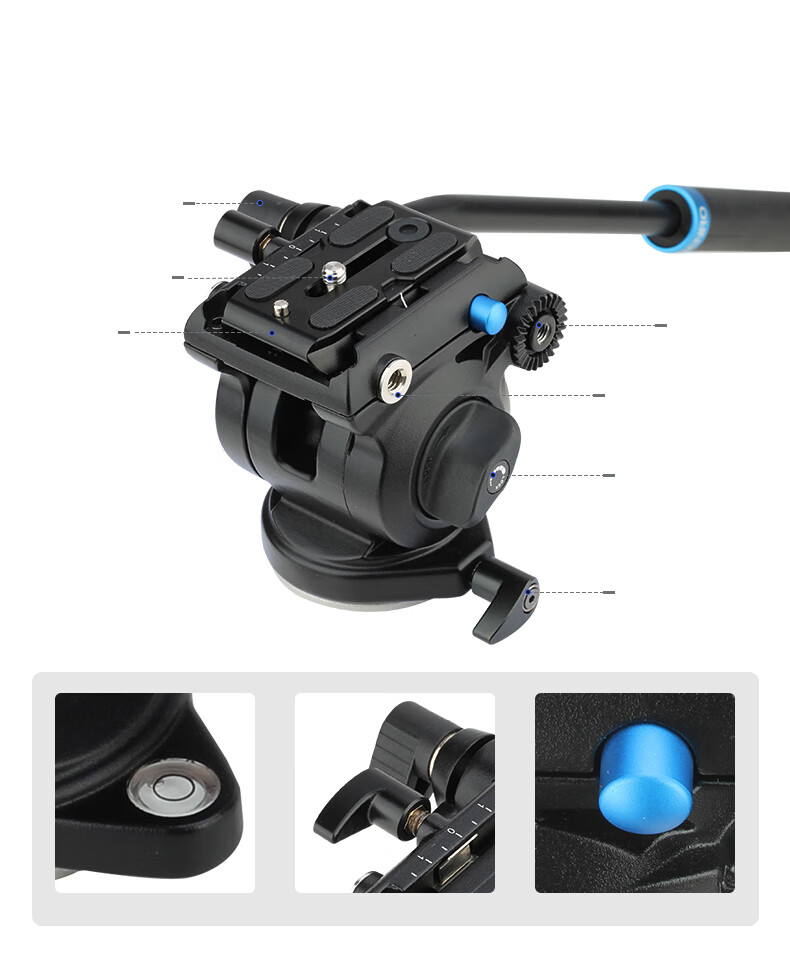 Benro A1883FS2N DSLR Video Tripod, Professional Camera Hydraulic Handle, Pan-Tilt Head, Adjustable Level Ball Bowl, Monopod And Tripod Set 9