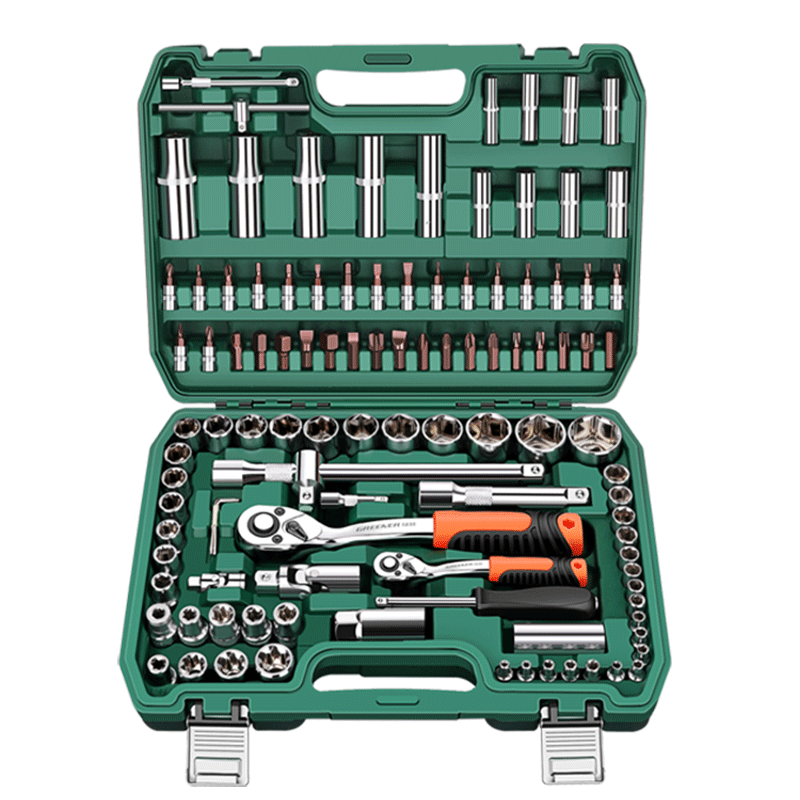 GREENER Professional Auto Repair Tool Set, Socket Wrench, 109-Piece Toolbox, Household Large And Small Ratchet Wrench Set with Sockets