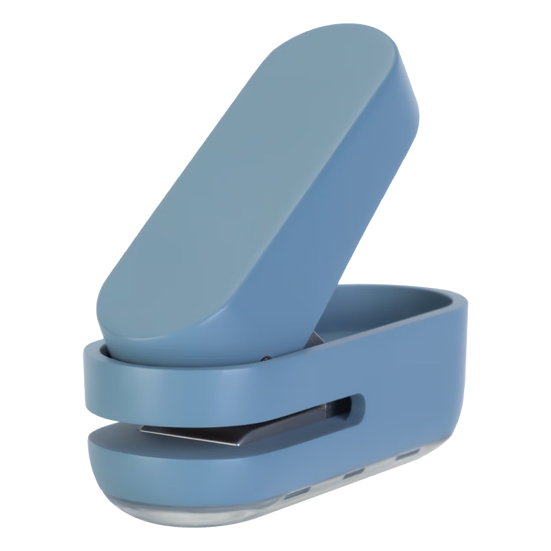 Deli Hole Puncher Loose-Leaf Binder, Single-Hole Punching Machine, Small Push-Type File Folder Thickener Puncher, Children's Handmade Bead Puncher with Dust Collection, Blue NS088