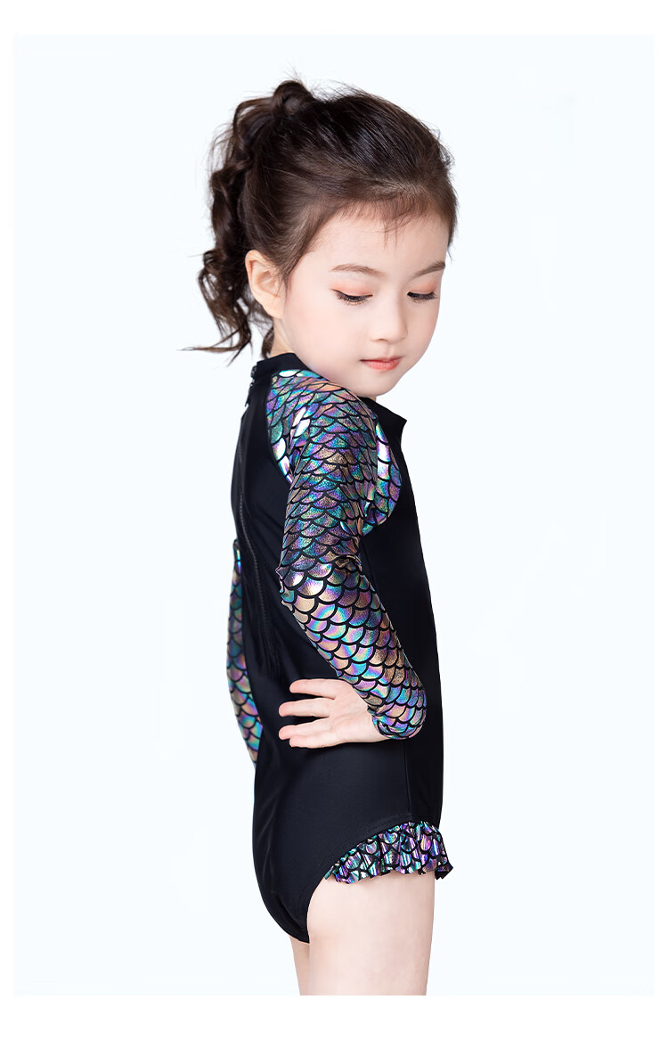 Momasong Children's Swimsuit One-Piece Long Sleeve Sun Protection Hot Spring Swimwear for Girls, Toddlers And Older Children Mermaid Swimwear 7