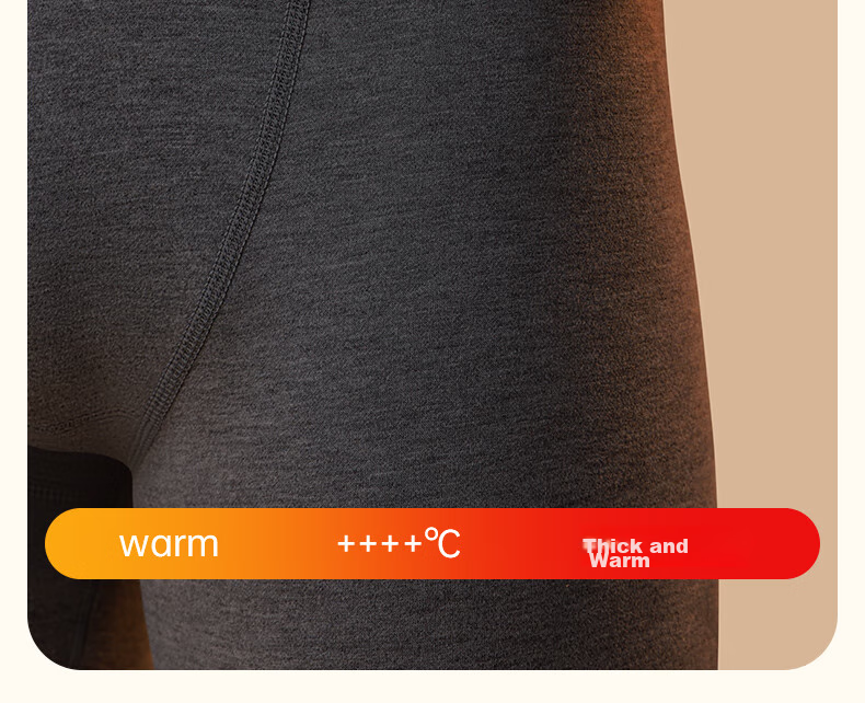 Hengyuanxiang [Down Knee Protection] Thermal Pants for Men, Fleece-Lined Thickened Cotton Long Johns Autumn Winter Warm Underwear 7