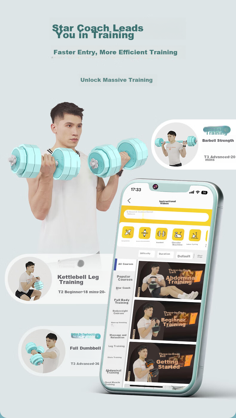 HEAD Dumbbell Barbell Set for Men And Women, Adjustable And Detachable Home Fitness Equipment, 10kg*2 11