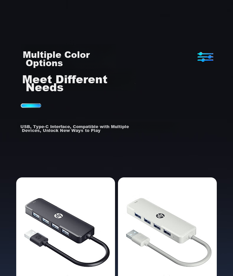 HP USB Hub, Laptop Expansion Port, Type-C Power Supply, Compatible with Keyboard Mouse Hard Drive USB Flash Drive Card Reader, USB Extension Cable 0.15 Meters, Black 17