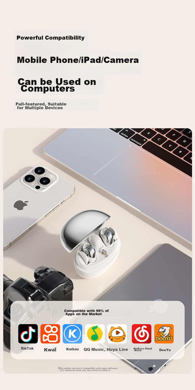 CRENOV [Immersive Audio Recording] Wireless Lavalier Microphone Audio Pickup for Live Streaming, Recording Equipment for Mobile Phones, Computers, Cameras, TikTok, Outdoor Short Videos, Professional Noise Reduction, Dual-Channel 16