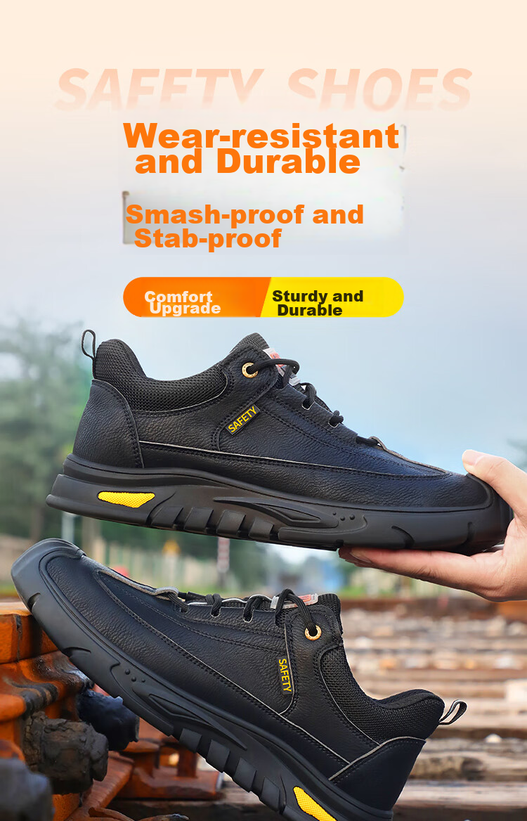 Jingtu Safety Shoes for Men, Self-Operated, Summer Breathable, Steel Toe Cap, Puncture-Resistant, Waterproof Work Boots 0253-J Size 43 1