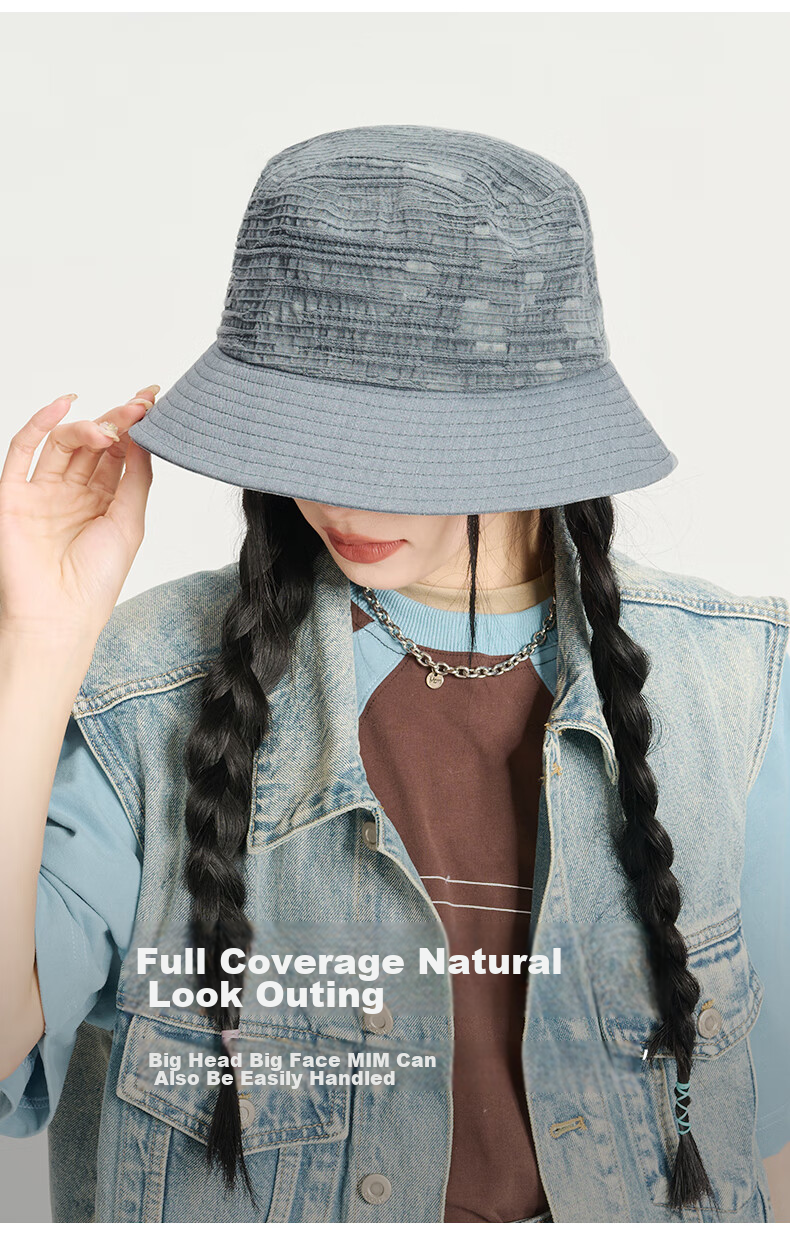 CACUSS Women's Sun Hat Spring Summer Colorblock Wide Brim Face Slimming Outdoor Bucket Hat Beige 5