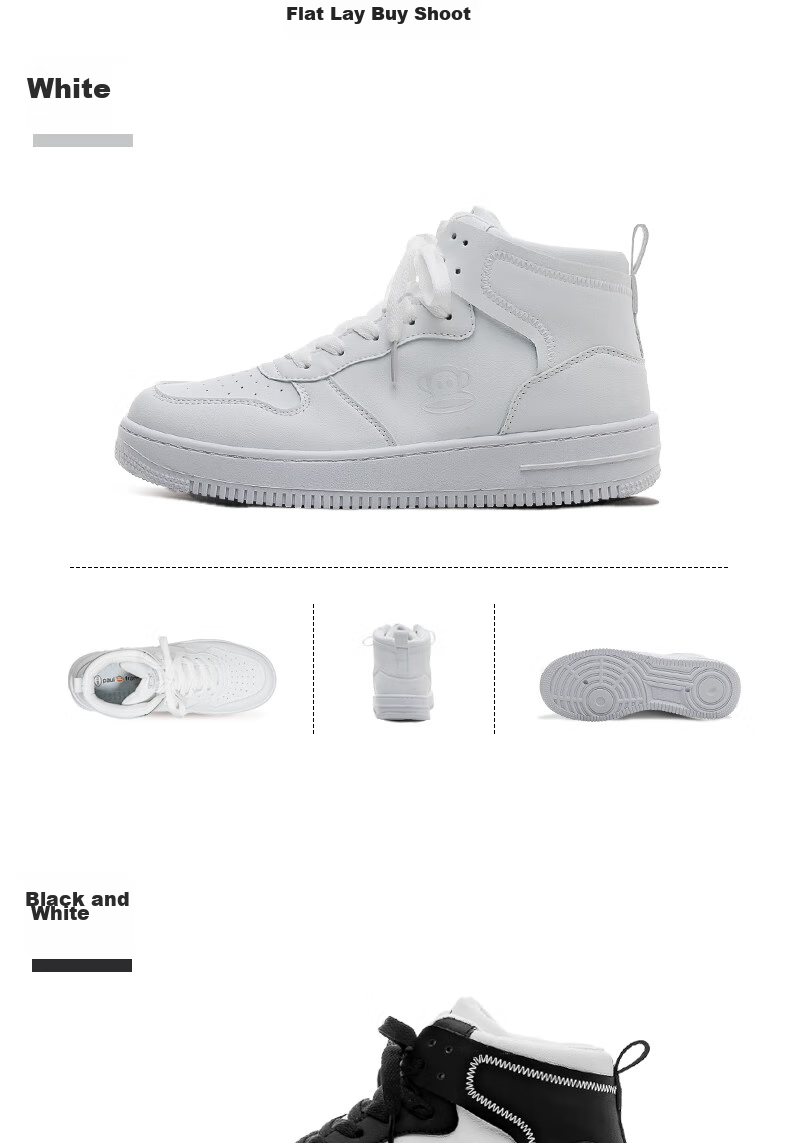 Paul frank Casual High-Top Sneakers for Women And Men, Couples' Soft-Soled Versatile Campus Sports White Shoes 222U White Men's Size 41 14