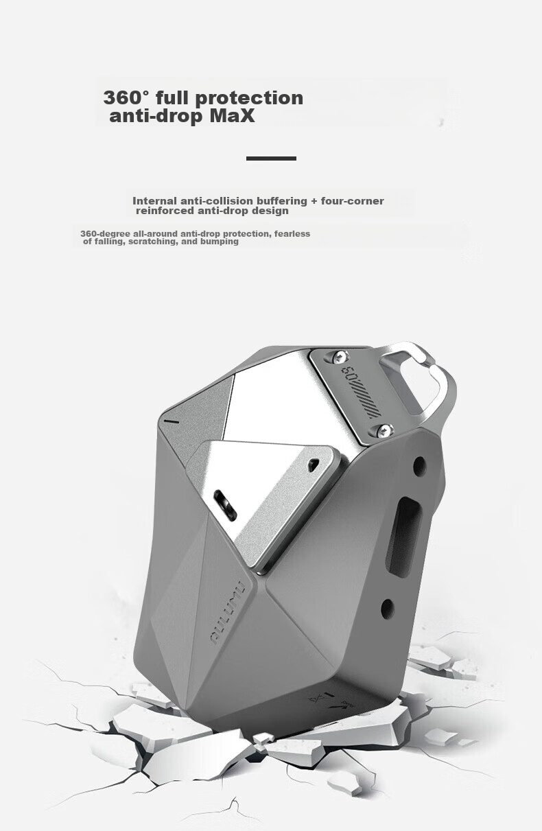 AULUMU A09 Geometric Earphone Protective Case for Apple AirPods Pro 1/2, Premium Full Coverage Shockproof Anti-Drop Armor Tech Cool Style, Gray 5
