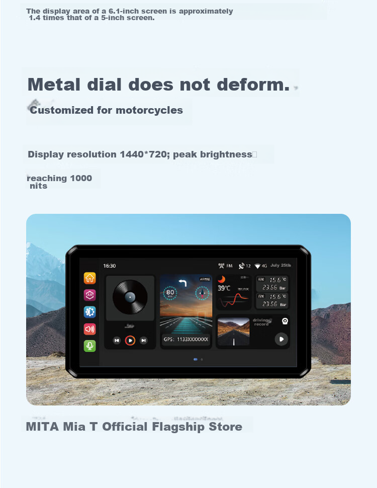 Tupozhe M3 Motorcycle Dash Cam, Smart Car System, Navigation Device, Tire Pressure Monitoring Warning, 4G Remote Live Streaming 6