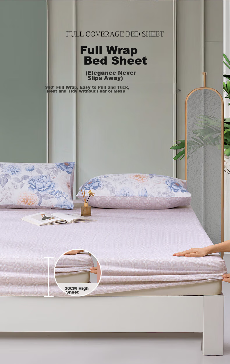 FUANNA Bedding Set, 100% Pure Cotton Duvet Cover, All-Cotton Fitted Sheet with Printed Pattern, Double Size, 203*229cm 6
