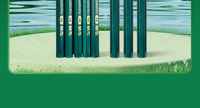 M&G 2B Hexagonal Wooden Pencil Classic Green Student Exam Marking Art Sketch Drawing Wood Pencil 10-Pack AWP35715 2
