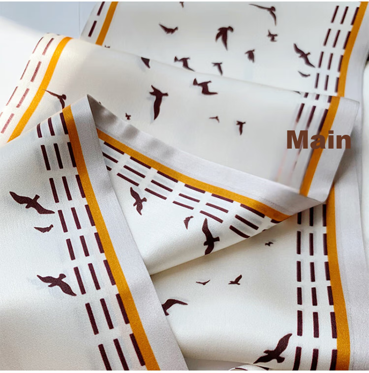 GLO-STORY Silk Scarf for Women, Mulberry Silk Versatile Double-Layer Fine Silk Narrow Small Scarf Long Flowing Ribbon Qixi Gift Box Set 20