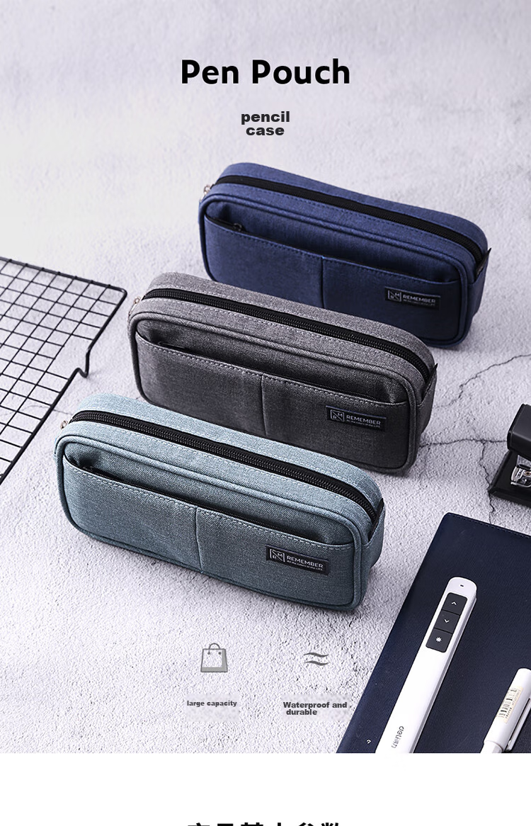 Deli Multi-Layer Large Capacity Pencil Case, Linen-Like Multifunctional Pencil Storage Bag/business Pouch, Student Stationery Box, Premium Gray Back-To Stationery Gift 2