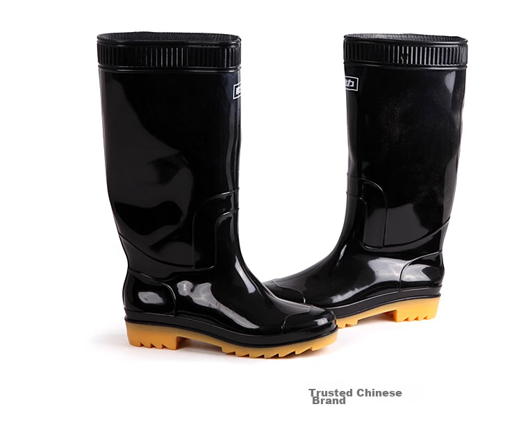 Huili Rain Boots for Men, High-Top Non-Slip Waterproof Shoes, Outdoor Car Washing Rubber Shoes, Fishing Wear-Resistant Rain Boots 07-1 Black Medium Size 39 12