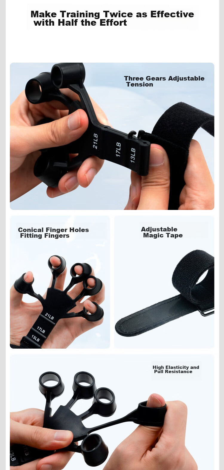 Duweike Venous Training Equipment, Finger And Forearm Grip Strength Exercise, Adjustable from 13 to 21 Pounds 2
