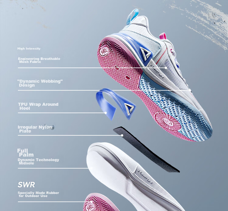 PEAK Taiji Youxia 2.0 Basketball Shoes for Men, Comfortable Shock Absorption, Practical Competition Sneakers, Sports Shoes for Men DA410027 5