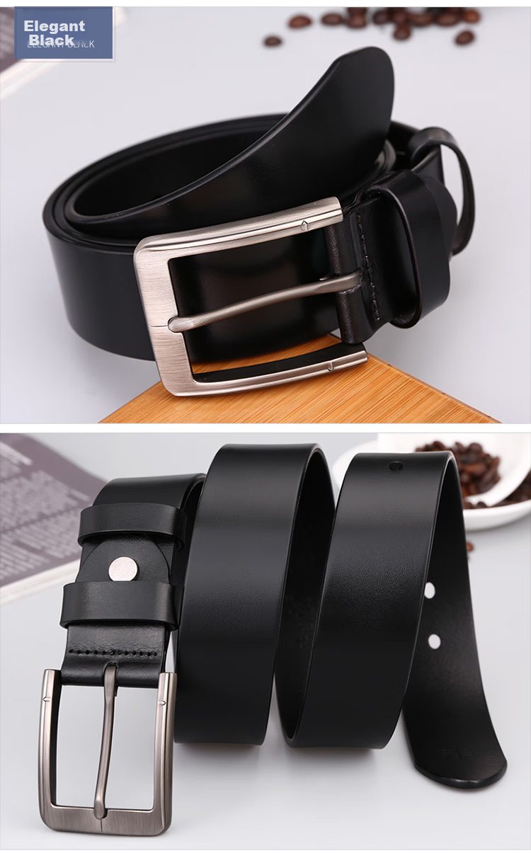 Cattlesboss Men's Genuine Leather Belt with Pin Buckle, Top-Grain Cowhide Waistband 1253 Gift for Dad, Dark Brown, 120cm 12