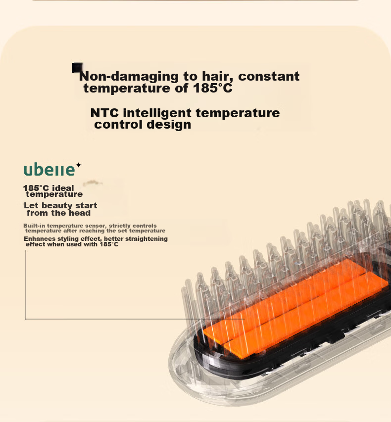 UBelle [Mid-Autumn Festival Gift] Cold Wind Wireless Straight Hair Brush, Negative Ion Hair Care, Non-Damaging Straightening Iron, Portable One-Comb Instant Smoothness, High Crown Frizz Improvement, Birthday Gift for Girlfriend 18