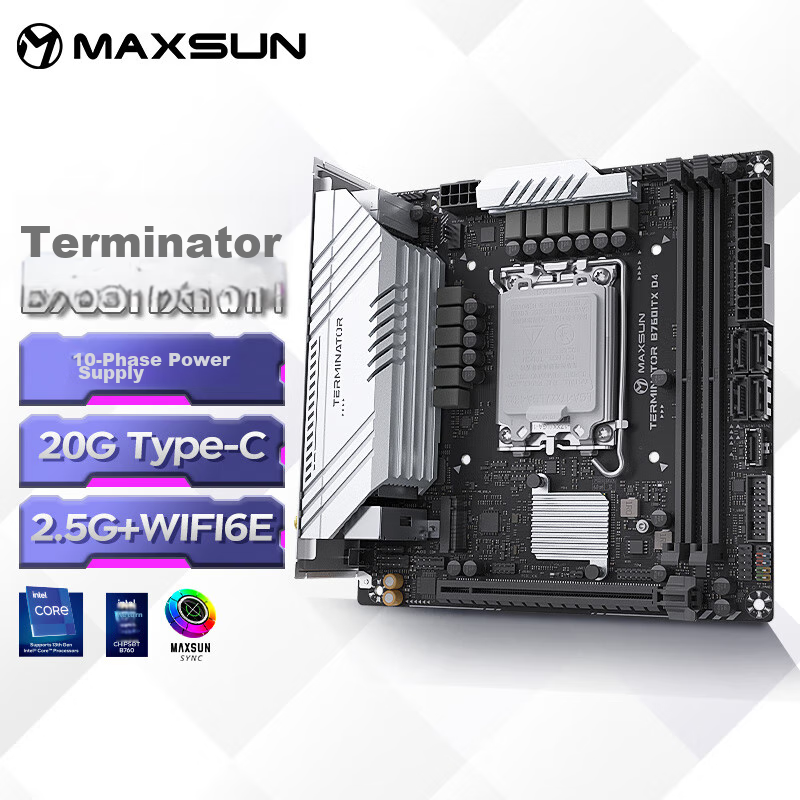 MAXSUN MS-Zhongjiezhe B760ITX D4 WIFI V3 Supports DDR4 CPU 12490F/13400F/12600KF (Intel B760/LGA 1700)