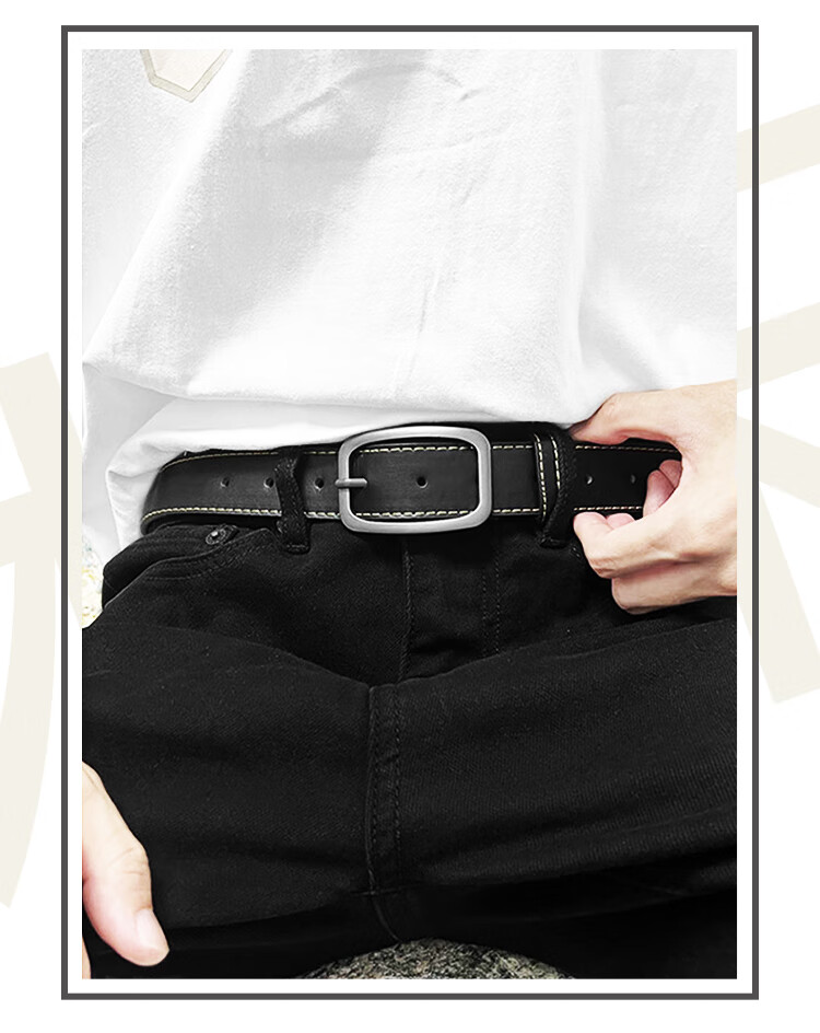 COW Men's Leather Belt with Pin Buckle, Summer Jeans Belt, Casual Birthday Gift for Husband Or Father's Day Present 4