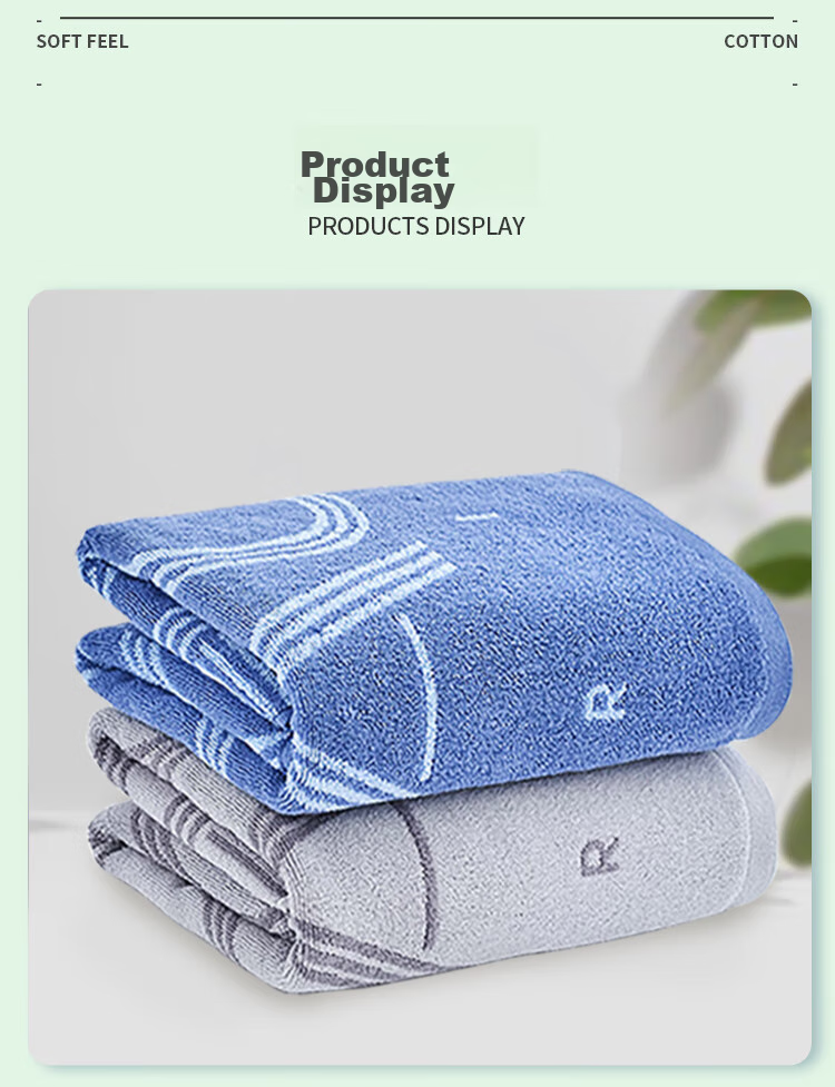 Grace 405g Pure Cotton 7A Antibacterial Bath Towel for Men And Women, Thickened Soft Absorbent Quick-Drying Adult Large Bath Towel for Sports, Blue 5