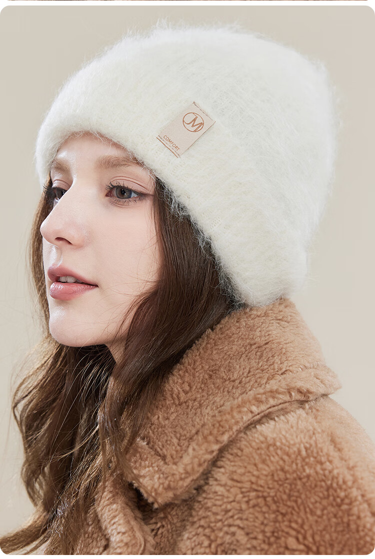 JIUMU Alpaca Wool Warm Knit Hat, Autumn And Winter Knitted Cap, Cold Hat, Winter Hat, Outdoor Ear Protection Hat for Women in Cold Weather 13