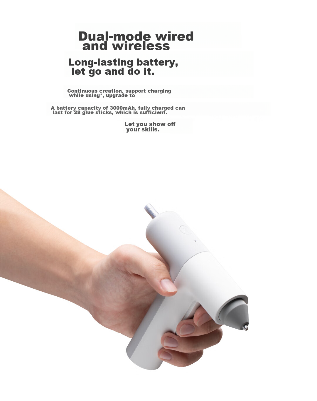 HOTO Lithium Battery Wireless Rechargeable Manual Glue Gun, DIY Tool, Portable Automatic Glue Dispenser, Lithium Battery Hot Melt Glue Gu 5
