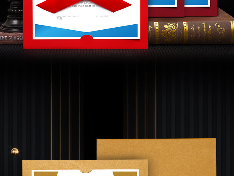 Weiji A4 Horizontal Ribbon Knot Honor Certificate, Appointment Letter, Graduation Certificate Cover, Customized European-Style Certificate, Award Certificate, Document Frame, Certificate Set, Wine Red, 406H-WRD/5 25
