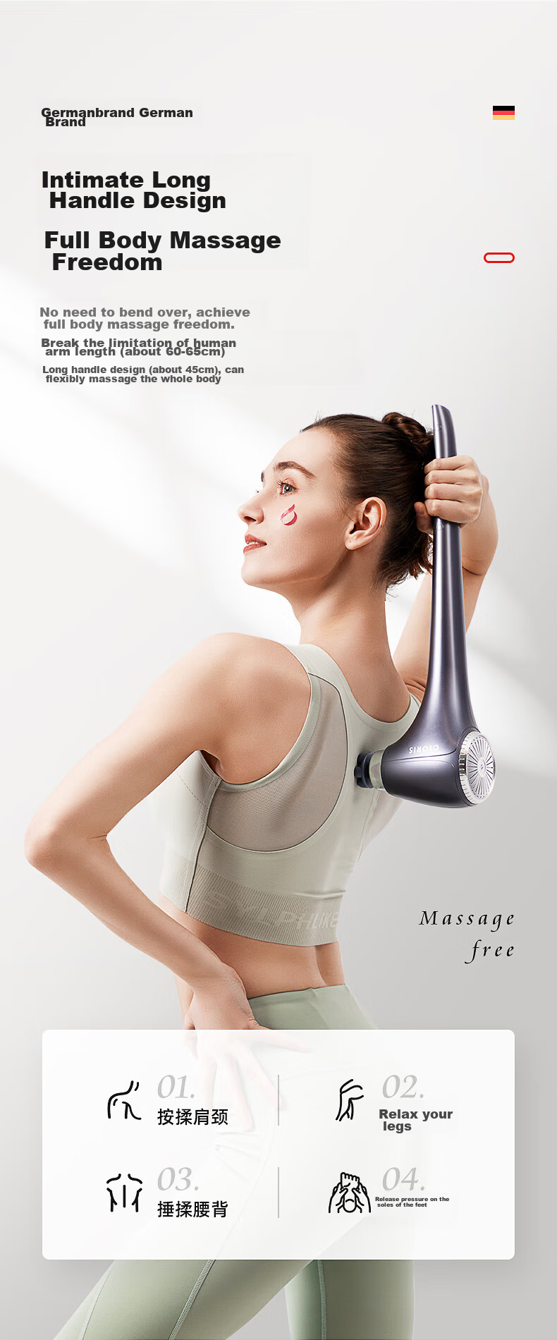 CLORIS German Cervical Massager Shoulder And Neck Massager Handheld Vibration Massage Hammer Full Body Massager Birthday Gift for Wife, Gift for Parents G23A 14