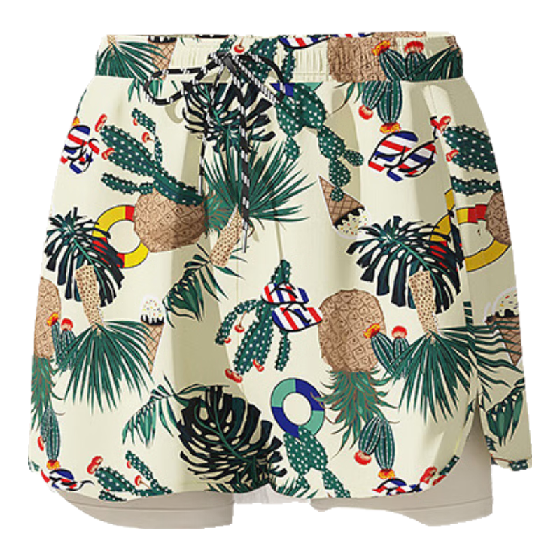 Huili Men's Swim Trunks, Anti-Embarrassment Fake Two-Piece Design, Quick-Dry Loose-Fit Large Size, Swimming Pool Two-Piece Set, 24022 White 2XL
