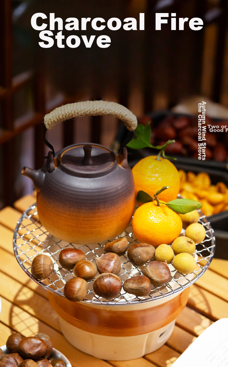 WhitePeak Clay Pot Stove for Brewing Tea, Charcoal Stove for Barbecue, Winter Home Heating Stove, Outdoor Stove, Indoor Wood-Fired Heating Stove, Complete Set 2