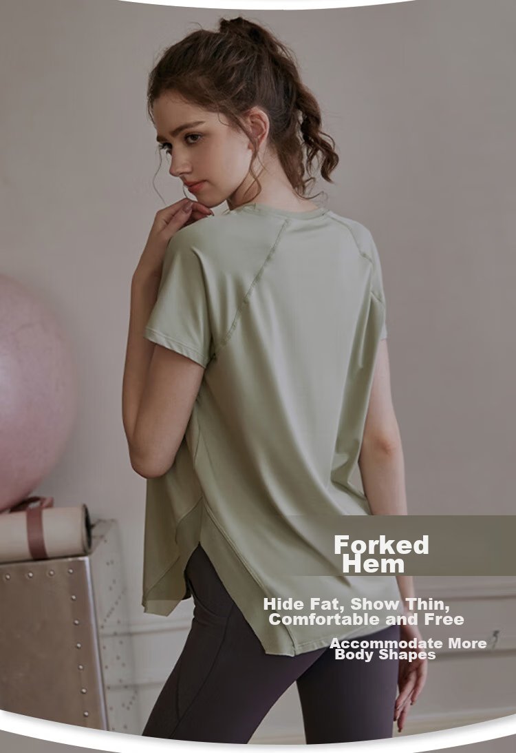 XUEXIMAN Yoga Top for Women, Loose-Fitting Sports Short-Sleeve T-Shirt, Quick-Drying Breathable Professional Yoga Fitness Pilates Top 6