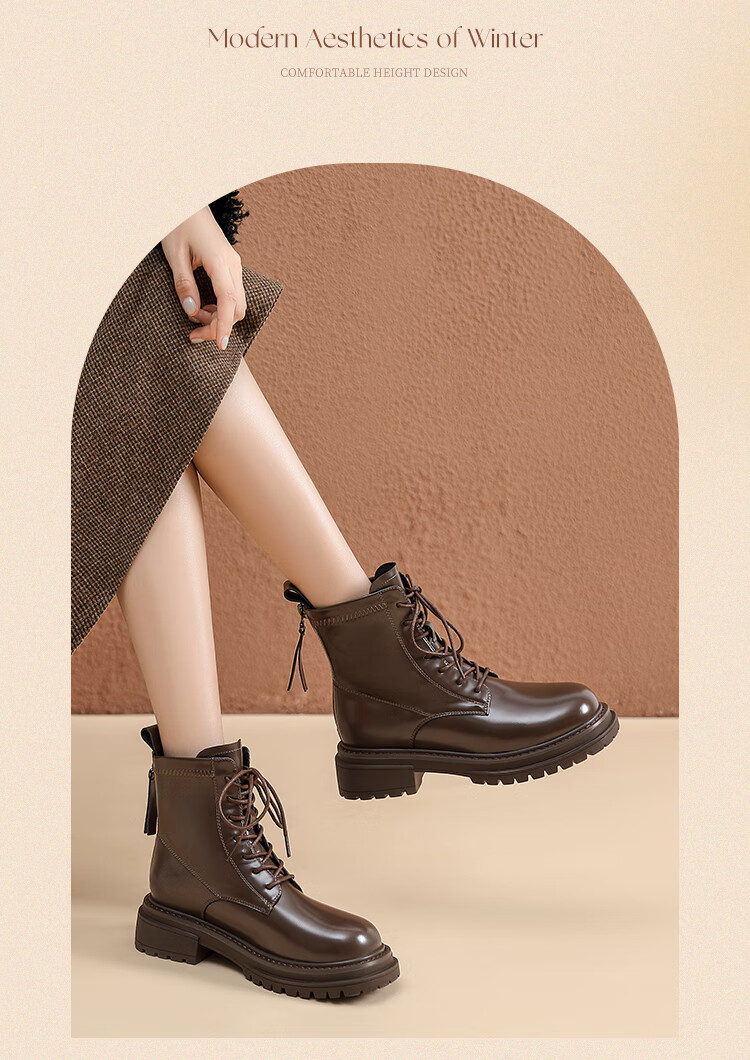 ZHR Martin Boots for Women, Autumn And Winter Retro Thick-Soled Women's Boots, British Style Lace-Up Versatile Ankle Boots, EH96, Black, Size 35 21