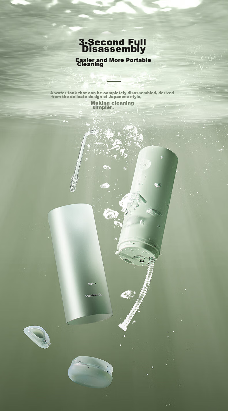 Panasonic Dental Irrigator for Adults And Children, Water Flosser, Ultrasonic Tooth Cleaner, Portable Teeth Washer, Water Flosser, Birthday And Holiday Gift for Men And Women, Travel DJ43 Gree 16