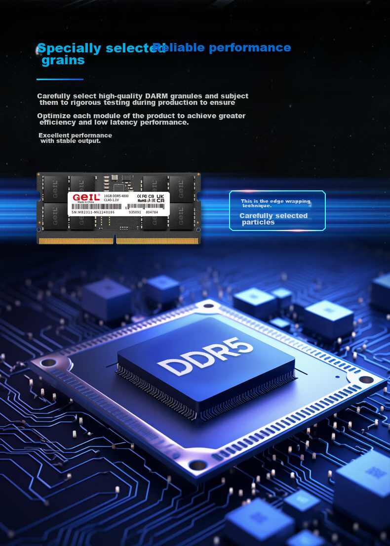 GEIL, Jinbang, 32GB (16GB X 2), DDR5 4800, Laptop Memory Module, Millennium Series 4