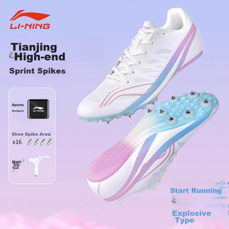 Li-Ning Track Spikes for Men And Women, Professional Athletic Running Shoes, Cotton Candy Color, Size 38