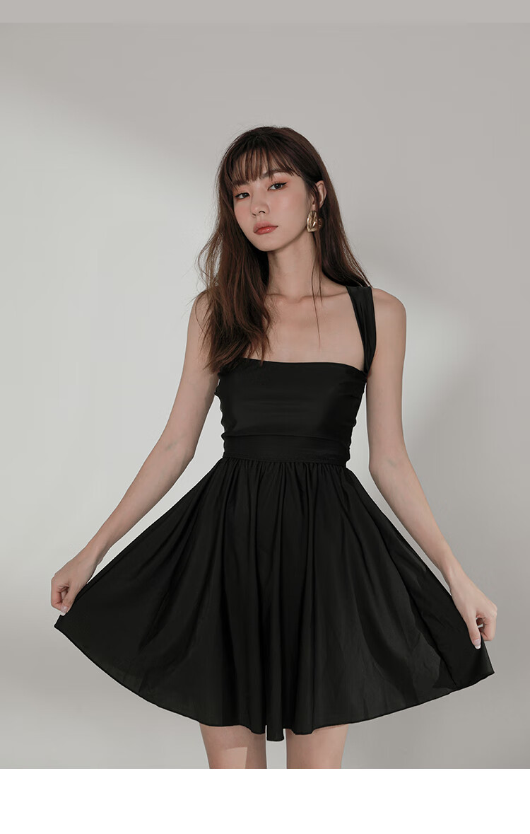 OMOM Conservative One-Piece Swimsuit for Women, Summer Fairy-Like Korean Style, Slimming And Flattering, for Students, Hot Springs, Young Girls, Beach Swimwear, Black, Size L 4
