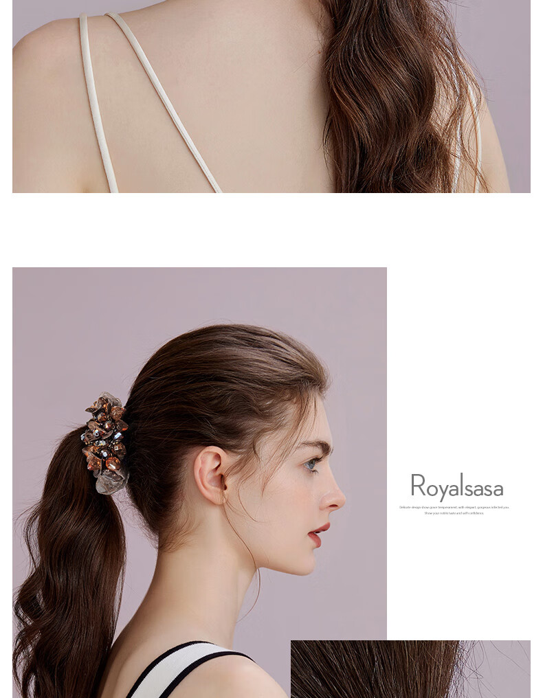 Royal Sasa Hair Accessories, Silk Flower Headband, Crystal-Like Bun Maker, Hair Ties, Ponytail Holders, Hair Bands 6