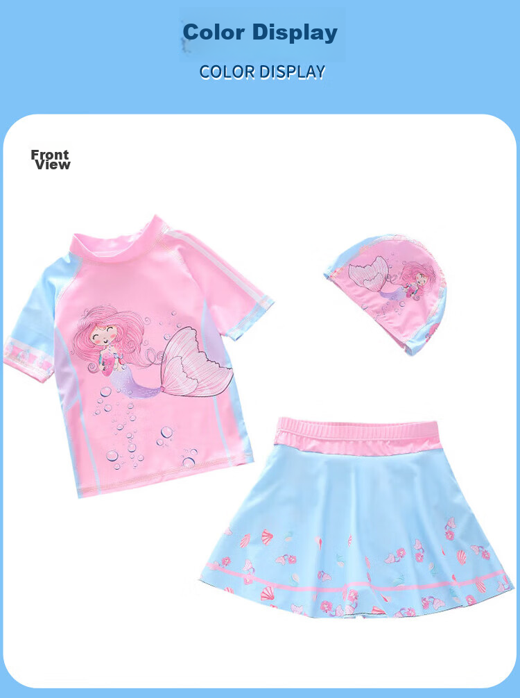Yuke Children's Swimsuit for Girls, Two-Piece Skirted Swimwear with Boyshorts for Small to Big Kids, Cartoon Sports Girls' Swimwear 10