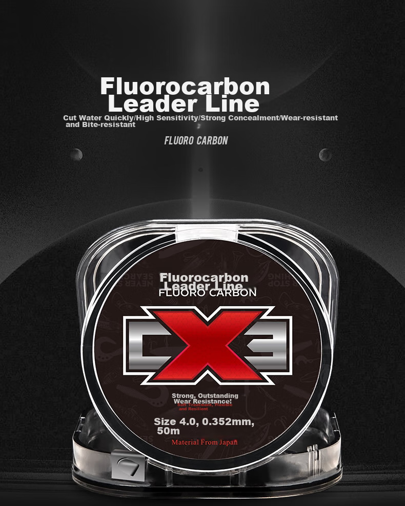Guowangliya Fishing Line, Carbon Fiber Leader Line, Carbon Thread, 50 Meters, Wear-Resistant, Anti-Bite Sea Fishing Line, Size 3/50 Meters 1