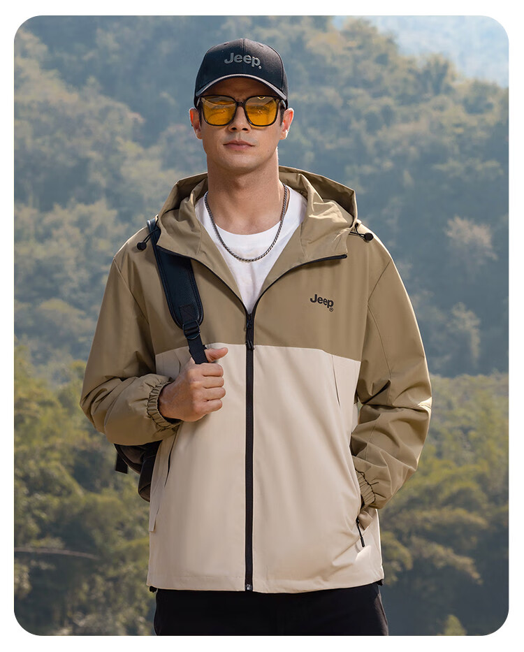 JEEP Outdoor Mountain Series Spring And Autumn 2026 Men's Sports Jacket, Loose-Fitting Hooded Cardigan Coat for Me 3
