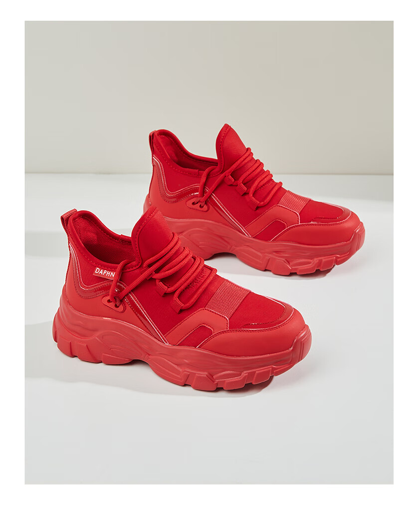 Daphne Women's Sports Casual Shoes Thick Sole Versatile Dad Sneakers Comfortable Low-top Red Size 39 Model 4623101050 15